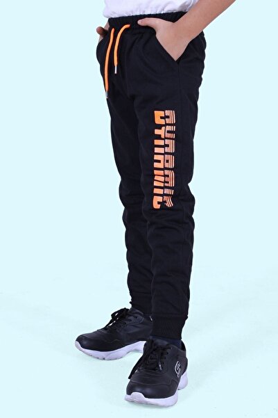 EYAX MODA Phosphorescent Dynamic Printed Boy's Double Pocket Black Sweatpants