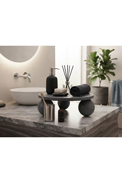 top ayaklı dekoratif banyo standı gri