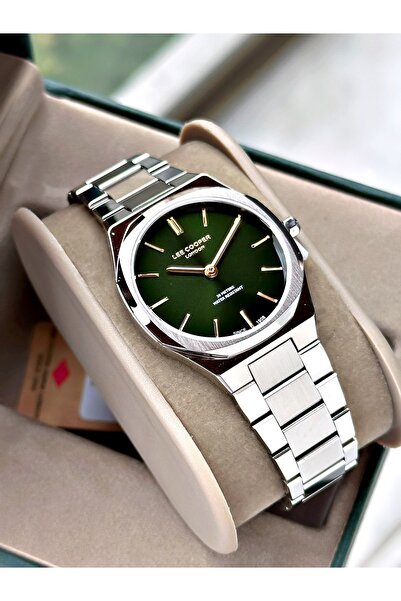 Lee Cooper Special Design Silver-Green Color 3 Atm Slim Case Steel Band Women...