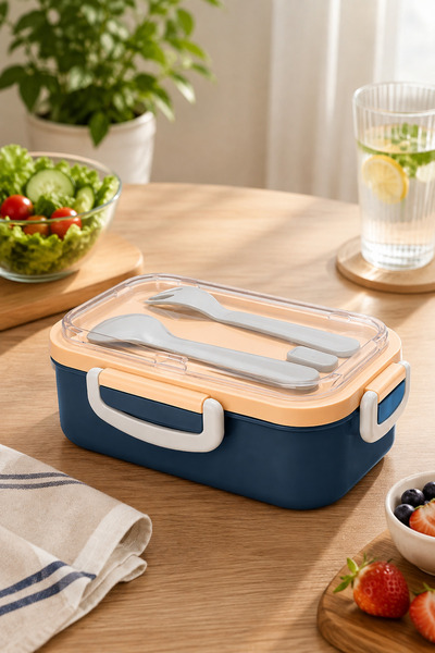 Emofom Aura Stainless Steel Children's Lunch Box (300 + 150 ml) Double Compartment Food Storage Container (21 X 13 X 8 cm)