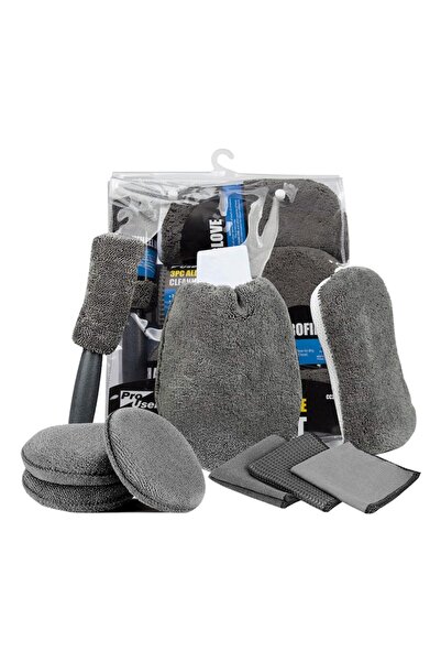 Teno ®   Kit de curățare și detailing auto, Interior/Exterior, Microfibră, Gri