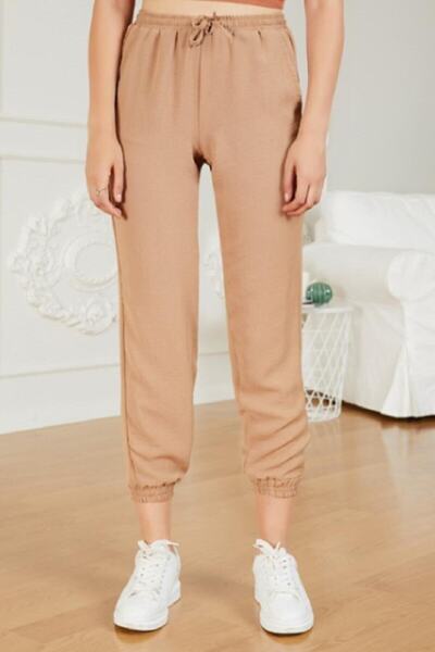 EYAX MODA Women's Beige Jogger Sweatpants