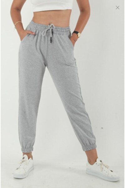 EYAX MODA Gray Elastic Waist Pocket Sweatpants