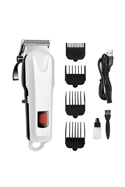Teno ®   Trimmer de barbă cu afișaj digital, 4 piepteni și lame ceramice, alb