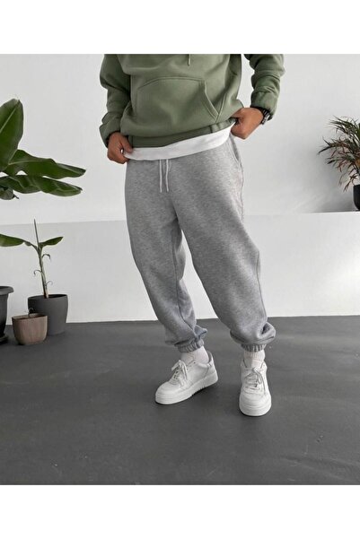 EYAX MODA Gray Sweatpants 3 Threaded Yarns with Cotton Inside