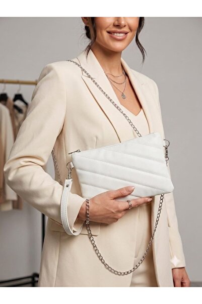Nakışlı zincirli portföy & clutch çantası