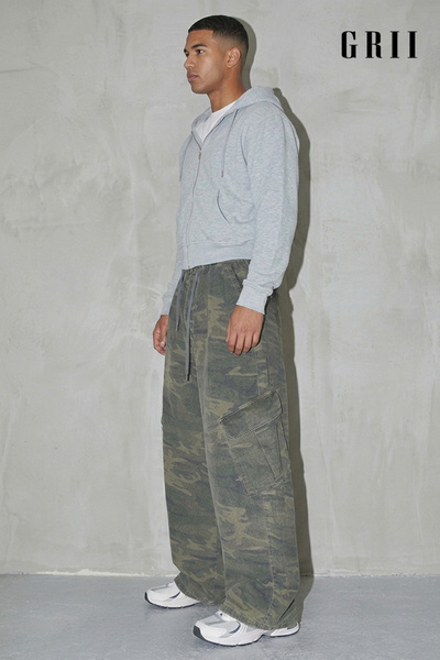GRİİ WEAR Unisex Kamuflaj Balon Kargo Cep Pantolon Extra Bol