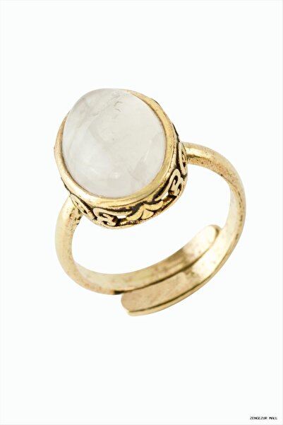 ZERO LAND Zngzrmll Oval Natural Stone Authentic Ring (12818) Pink Quartz