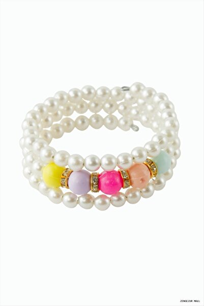 ZERO LAND Zngzrmll Stoned Spiral Pearl Child (12330) Bracelet White