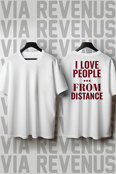 Vordevia Μπλουζάκι Unisex με στάμπα στην πλάτη  "I Love People From Distance ...