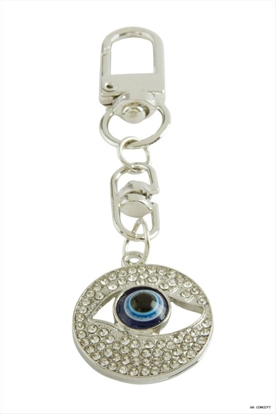 ZERO LAND Concepta Eye Evil Eye Stone Keychain (232924) Silver Color