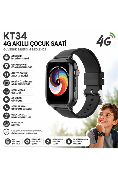 ROXİVA Sim Kartlı 4G Android Çocuk Akıllı Saat KT34 GPS, WiFi, Görüntülü Görü...