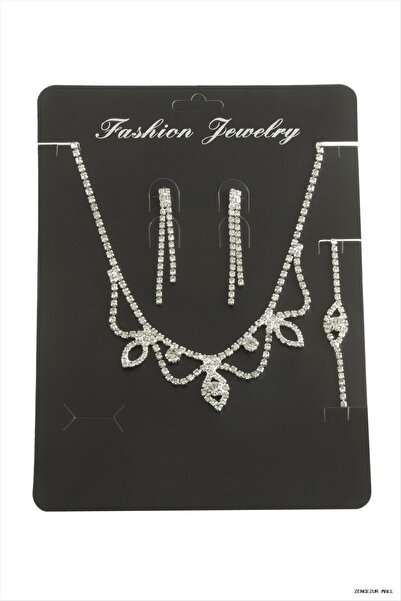 ZERO LAND Zngzrmll Oval Stone Set Necklace (13325) Silver Color
