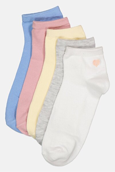 Sinsay Women 5 Pairs Embroidered Ankle Socks, Multicolor
