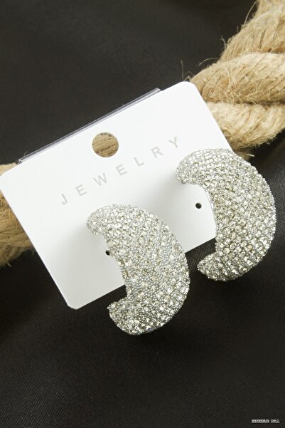 ZERO LAND Zngzrmll Oval Stone Waterway Earrings (80954) Silver Color