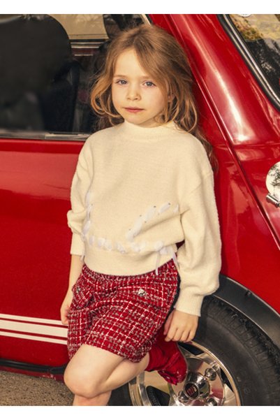 MAYORAL Red Girls' Tweed Bermuda Shorts 4230