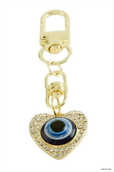 ZERO LAND Zngzrmll Heart Evil Eye Stone (05726) Keychain Yellow