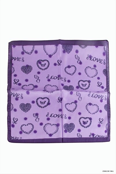 ZERO LAND Zngzrmll Heart Star Patterned Zr Chiffon Scarf 50X50 (11343) cm Lilac