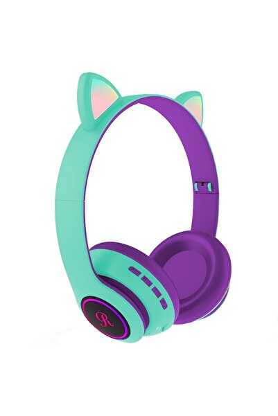 Teno ®   Căști wireless over-ear cu urechi de pisică, LED RGB, Bluetooth 5.0,...