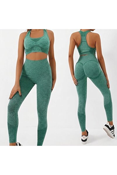 Teno ® Women's 2-Piece Fitness Set, Leggings & Sports Bra, Green, One Size