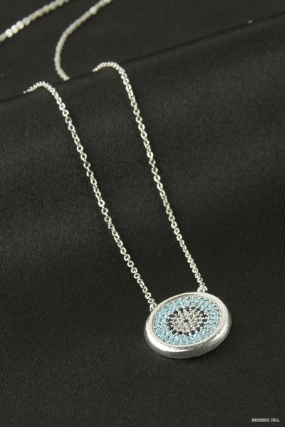 ZERO LAND Zngzrmll Round Evil Eye Zircon Stone Pendant (12421) Silver Color