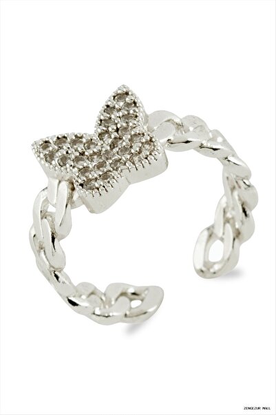 ZERO LAND Zngzrmll Metal Ring with Zircon Stone (10917) Silver Color