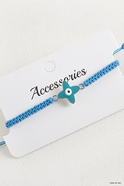 ZERO LAND Zngzrmll Flower Evil Eye Macrame Braided (13839) Bracelet Blue