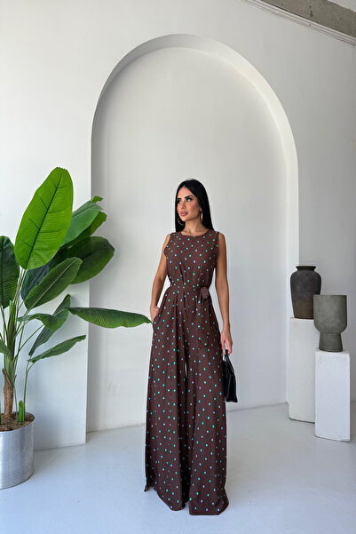 KAMACI BUTİK PUANTİYE DESENLİ KUŞAKLI SALAŞ TULUM