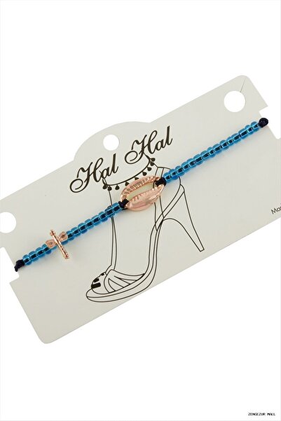 ZERO LAND Zngzrmll Roz Colorful Sea Shell Beads (23518) Anklet Navy Blue