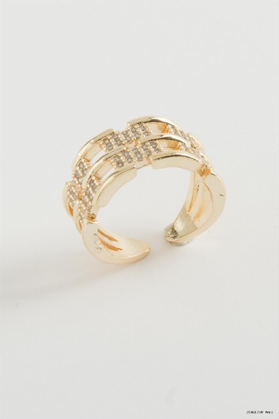 ZERO LAND Zngzrmll Chain Shaped Zircon Stone (15526) Ring Yellow