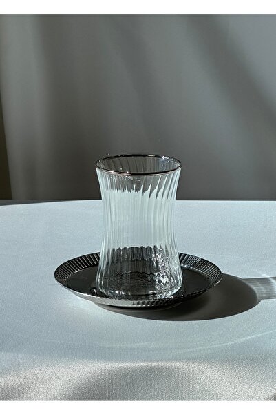Şahika kristal 12 Piece Leila Platinum 6-Person Stainless Steel Plate and Sil...