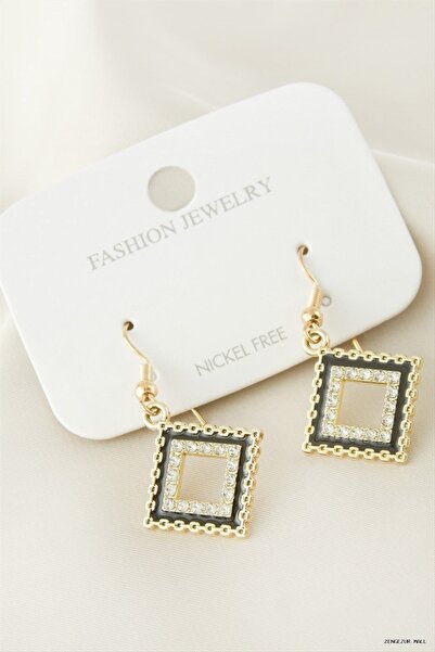 ZERO LAND Zngzrmll Square Stone Metal (24009) Earrings Yellow