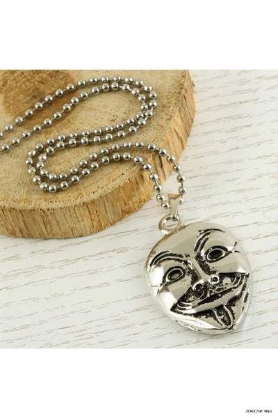 ZERO LAND Zngzrmll Mask Metal Pendant (21724) Silver Color