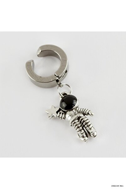 ZERO LAND Zngzrmll Steel Men's Earrings with Astronaut Figure -Pin- 1 Piece (...