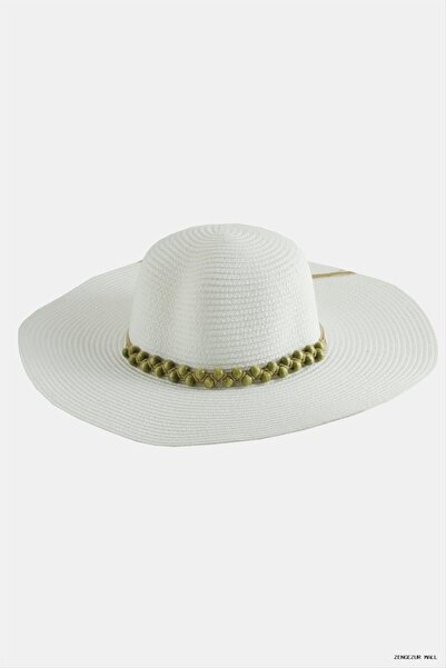 ZERO LAND Zngzrmll Beaded Knitted Straw (15752) Hat White