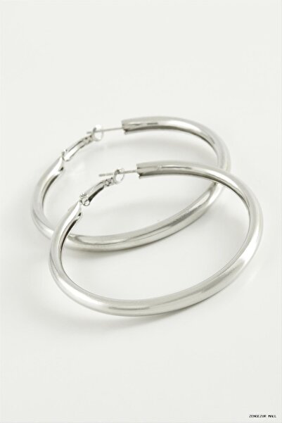 ZERO LAND Zngzrmll Tube Hoop Earrings 4.5cm (15105) Silver Color