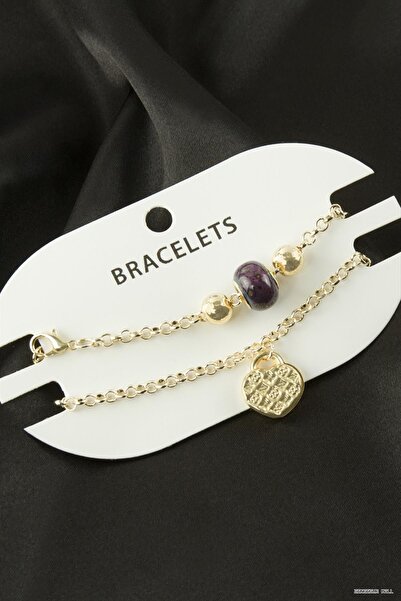 ZERO LAND Zngzrmll 2 Pieces Heart Tr Chain Bracelet (24603) Cherry Rotten