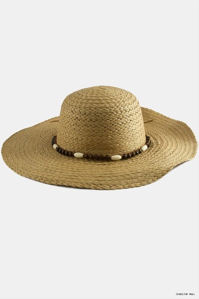 ZERO LAND Zngzrmll Wooden Beaded Straw (15733) Hat Brown
