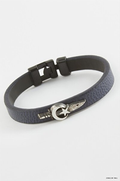 ZERO LAND Zngzrmll Moon Star Quality Faux Leather (15138) Bracelet Navy Blue