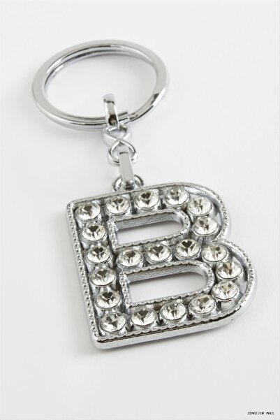 ZERO LAND Zngzrmll Silver Color Letter with Stone (20301) Keychain B