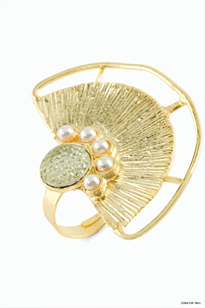 ZERO LAND Zngzrmll Anchor Pearl Stone Ring (23230) Silver Color