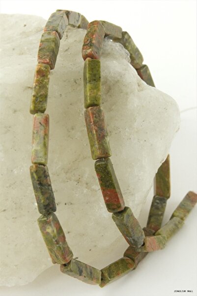 ZERO LAND Zngzrmll 1.3 cm Rectangular Tube Unakite (23730) Stone Green