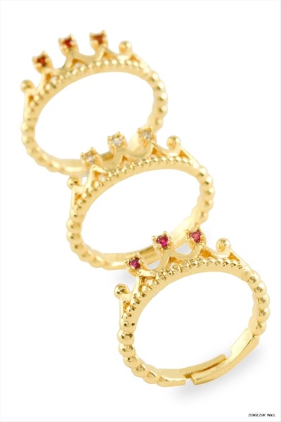 ZERO LAND Zngzrmll Crown with Stones (23116) Ring Yellow