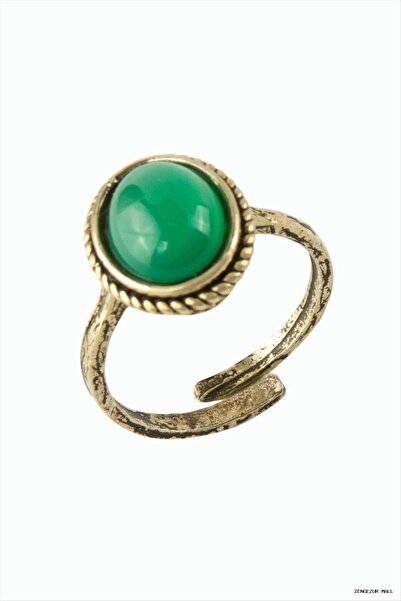 ZERO LAND Zngzrmll Oval Natural Stone Authentic Ring (24714) Green Agate