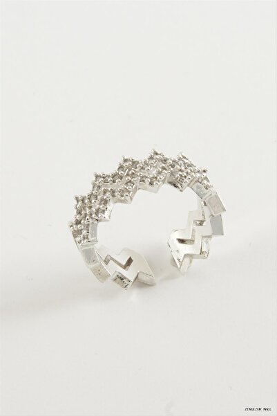 ZERO LAND Zngzrmll Zigzag Zircon Stone Ring (15458) Silver Color