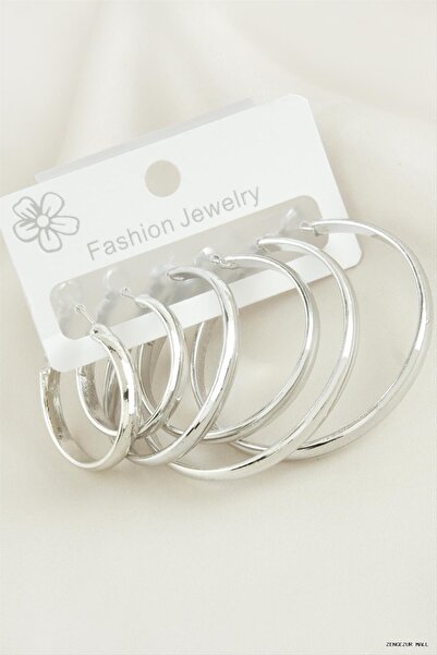 ZERO LAND Zngzrmll 6 Pieces Metal Hoop Earrings (20038) Silver Color