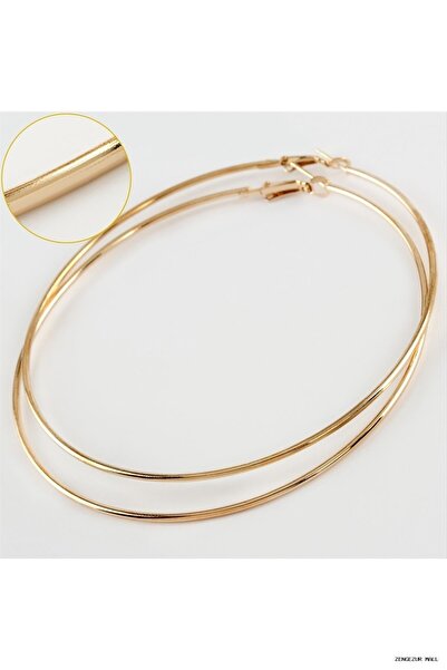 ZERO LAND Zngzrmll Thin Tube Metal Hoop Earrings 8-9-10 cm (31018) 8 cm