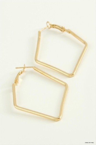 ZERO LAND Zngzrmll Quadrilateral Hoop Earrings 6 (31110) cm Yellow