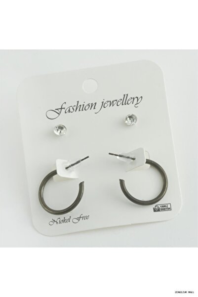 ZERO LAND Zngzrmll 4-Piece Crushed Hoop Earrings -2 (34008) Cm- Black