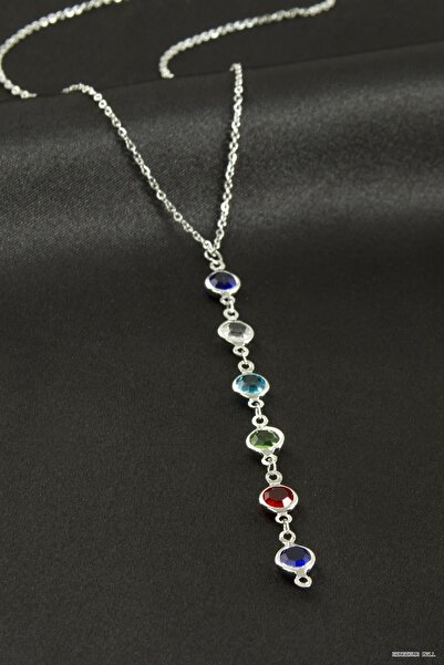ZERO LAND Zngzrmll Crystal Stone Steel Necklace (31154) Silver Color